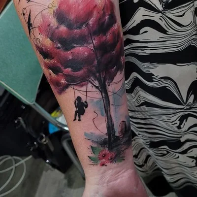 Smel wink watercolour abstract tattoo art tattoo 012