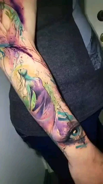 Smel wink watercolour abstract tattoo art tattoo 015