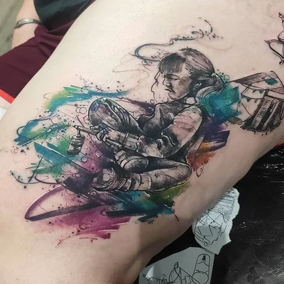 Smel wink watercolour abstract tattoo art tattoo 024