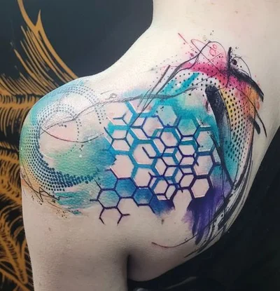 Smel wink watercolour abstract tattoo art tattoo 025