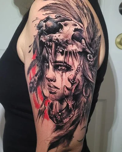 Smel wink watercolour abstract tattoo art tattoo 034