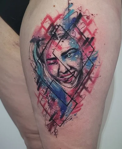 Smel wink watercolour abstract tattoo art tattoo 035