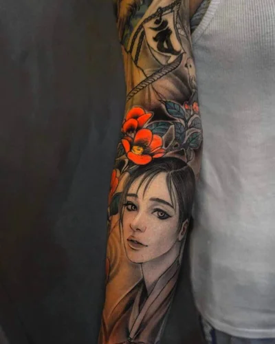 타투헬  블랙앤그레이 인물타투 동물타투 커버업타투 tattoo 013