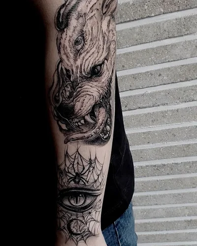 타투헬  블랙앤그레이 인물타투 동물타투 커버업타투 tattoo 022