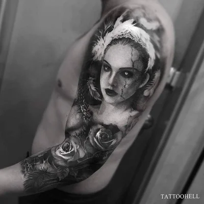 타투헬  블랙앤그레이 인물타투 동물타투 커버업타투 tattoo 037
