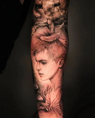 타투헬  블랙앤그레이 인물타투 동물타투 커버업타투 tattoo 038